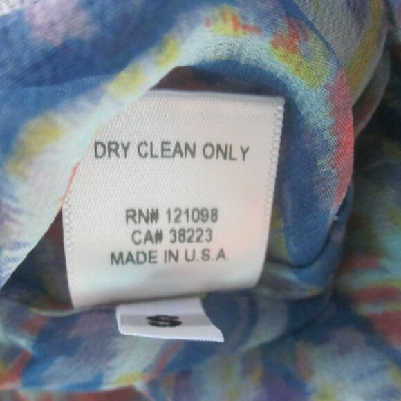 Gypsy 05 Anthropologie Womens Size S Oversized Sheer Silk Blouse Blue Wave 44" B - Picture 6 of 9